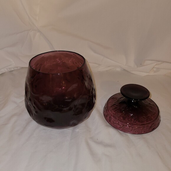 Bryce el Ranchero Purple Amethyst Glass Candy Jar with Lid - Picture 2 of 6